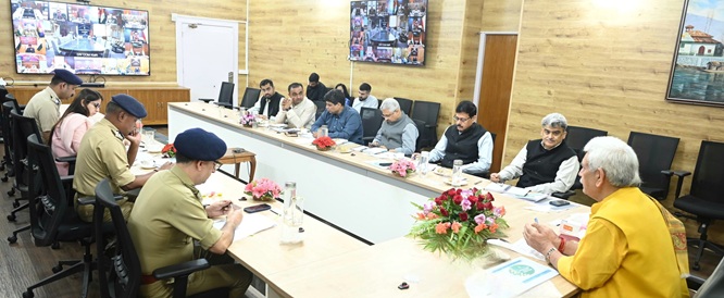 'LG J&K reviews preparedness for 100-Day intensive campaign under Nasha Mukt Jammu Kashmir Abhiyaan'
